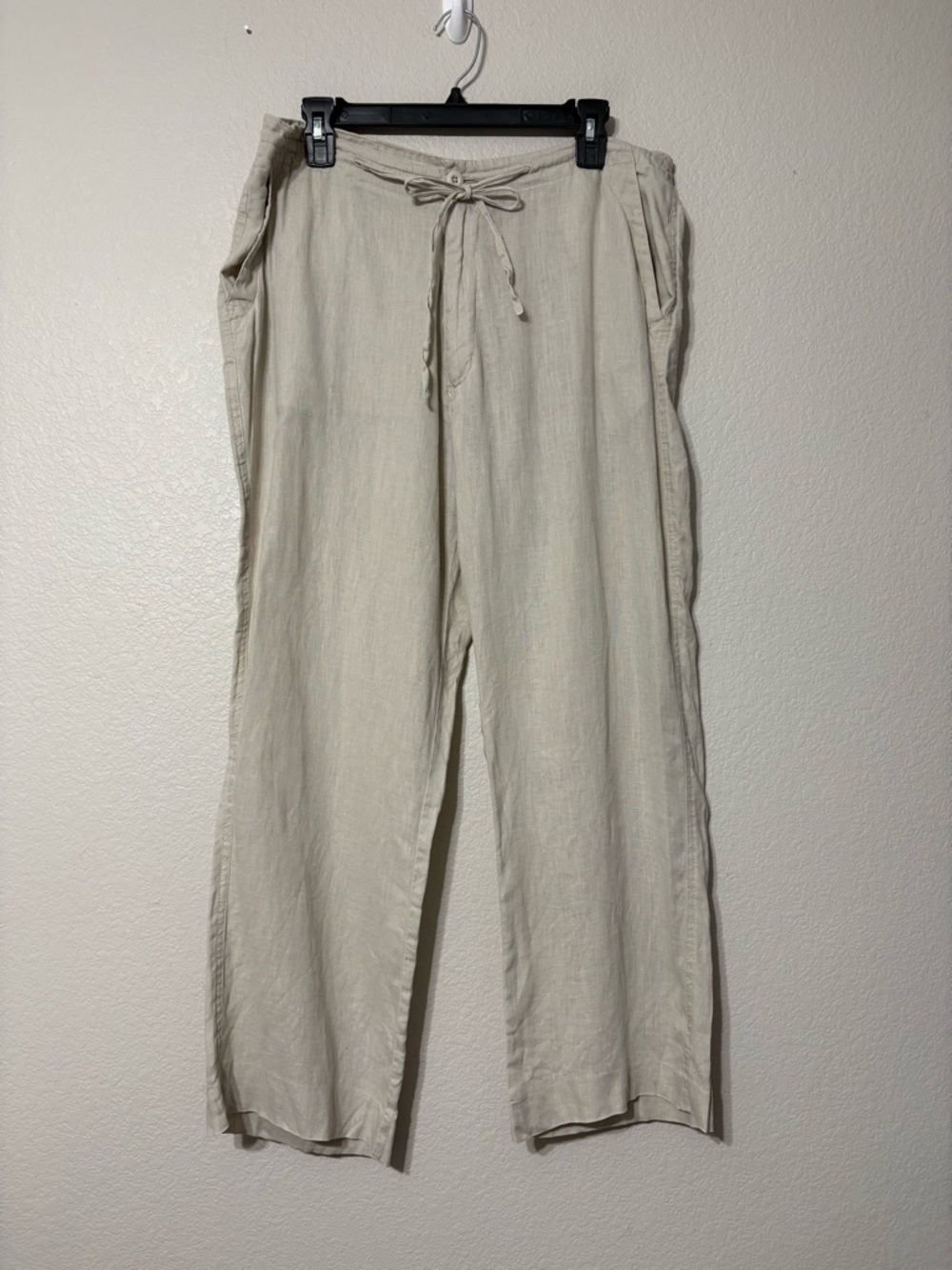 Men's Bruno New York Beige Linen Relaxed Fit Drawstring Casual Pants Pockets M‎